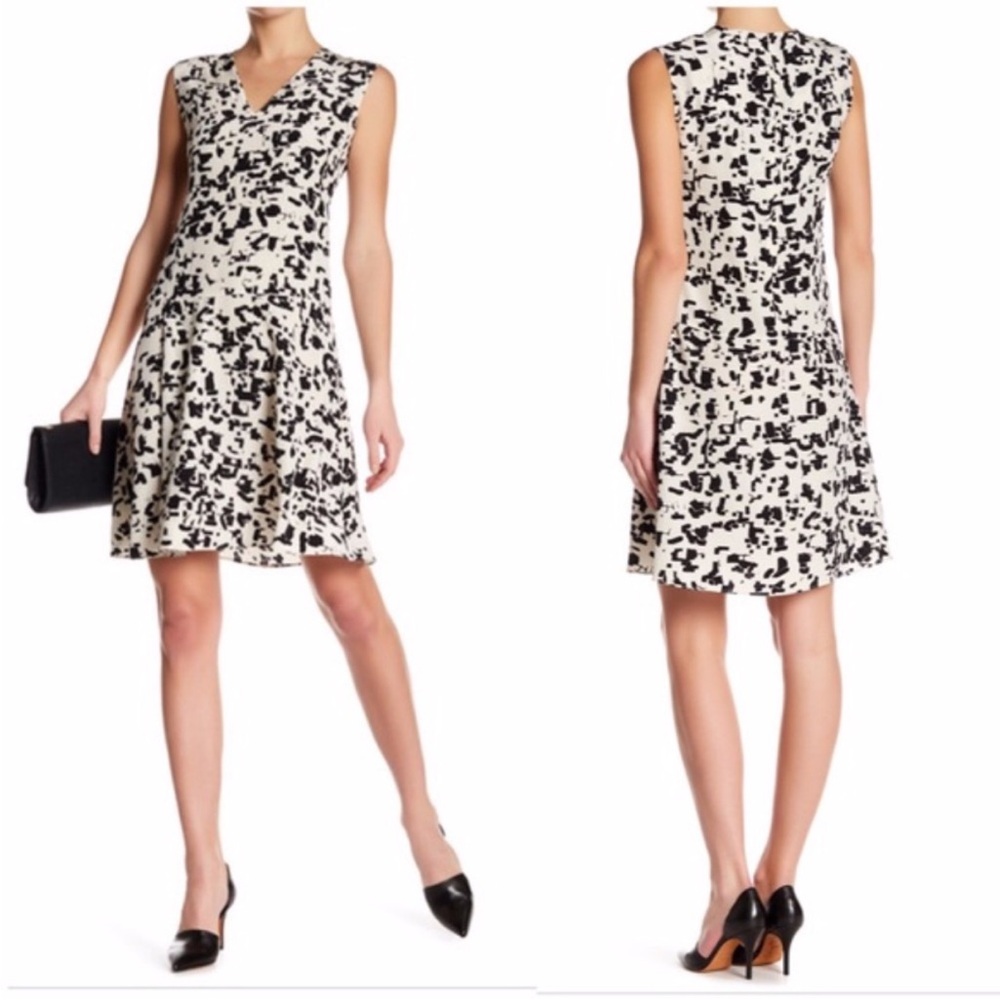 Vince Confetti Print Drop Waist 100% Silk Dress